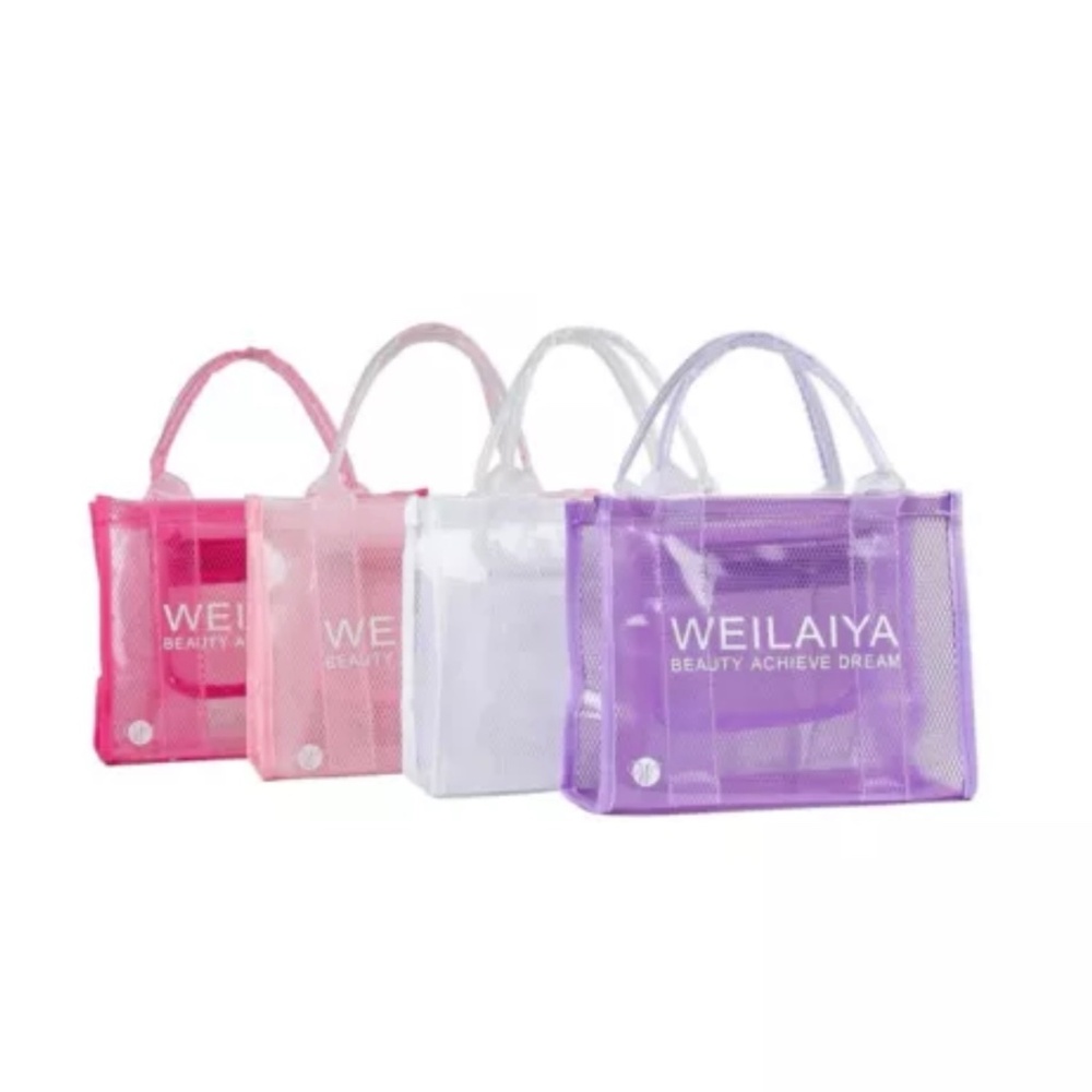 Brand New WEILAIYA Clear Beach Shopping Gift Tote bag With Pocket & Zipper
